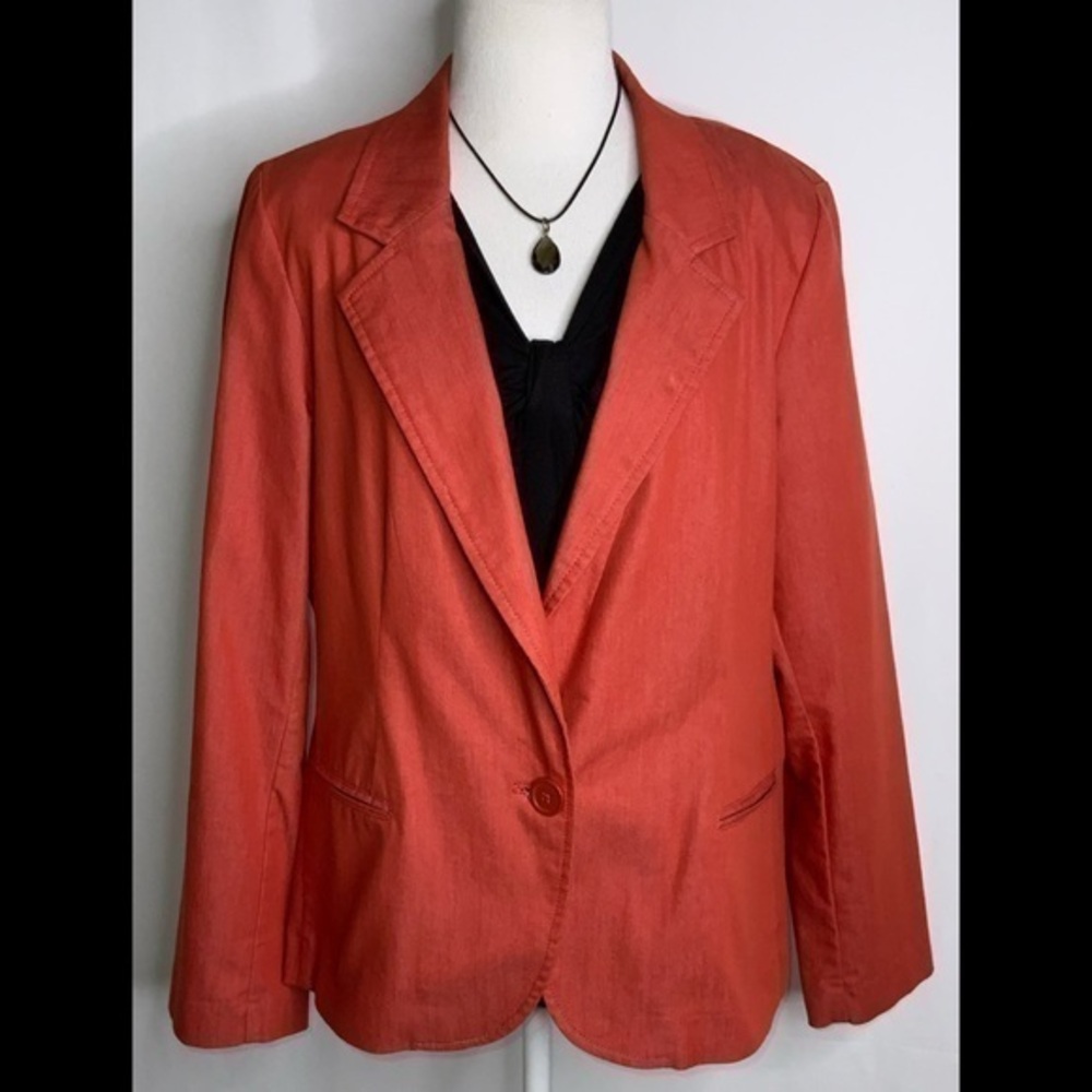 Larry Levine Stretch Red One Button Casual Career Dressy Blazer 14